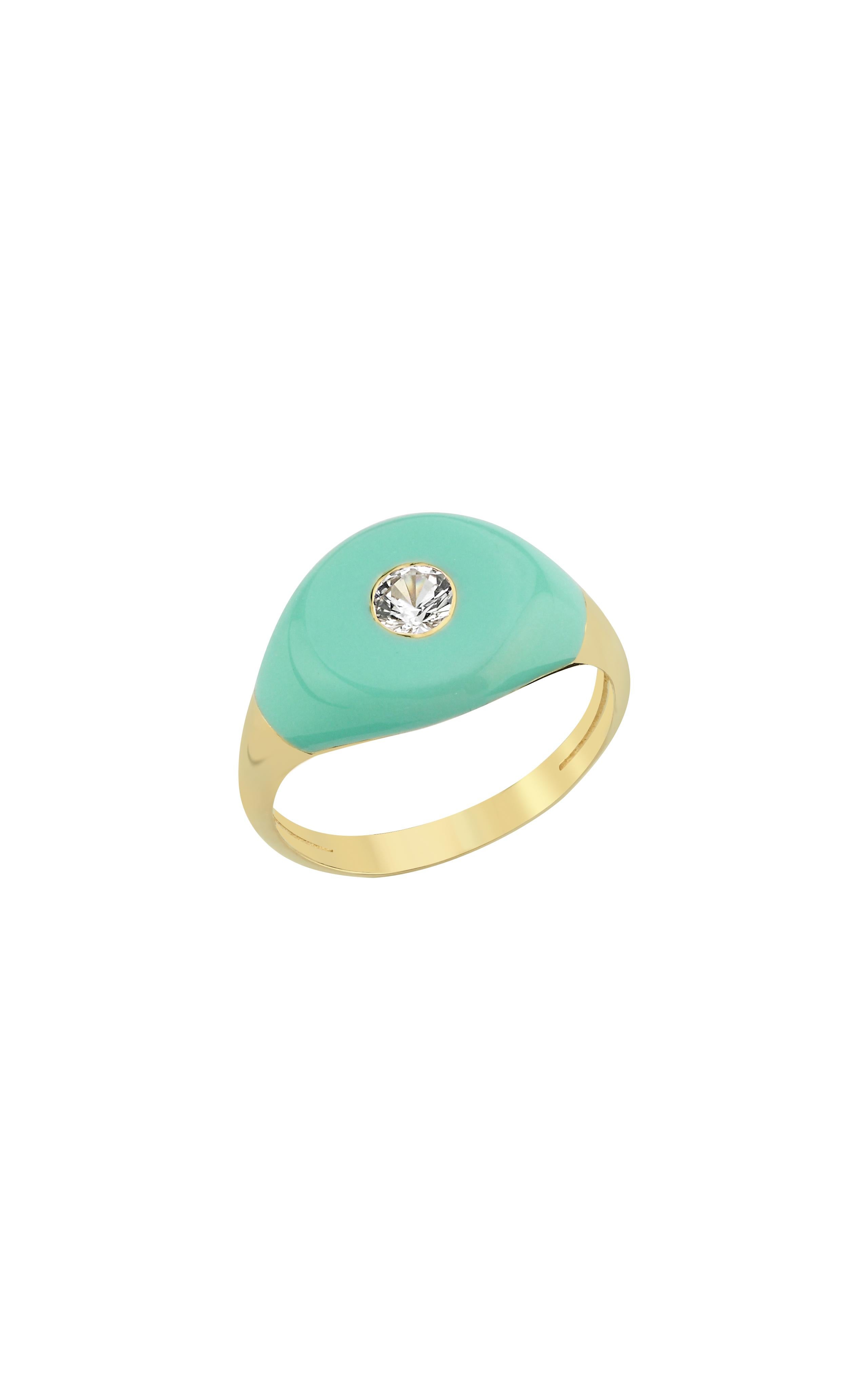 For Sale:  Les BonBons 14k Gold Enamel Ring with 0.30 ct Quartz Stone 5