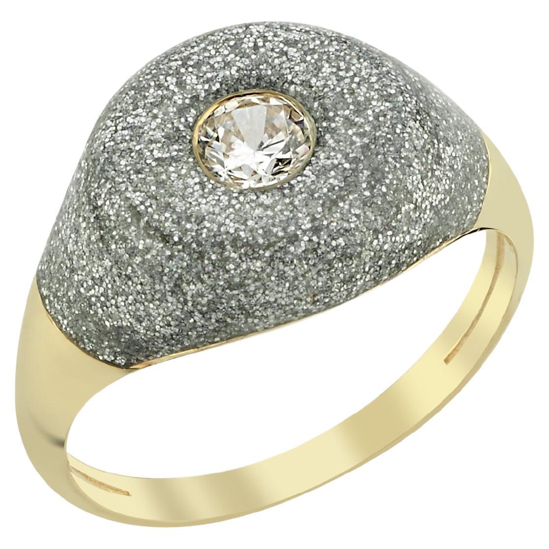 Les BonBons 14k Gold Enamel Ring with 0.30 ct Quartz Stone