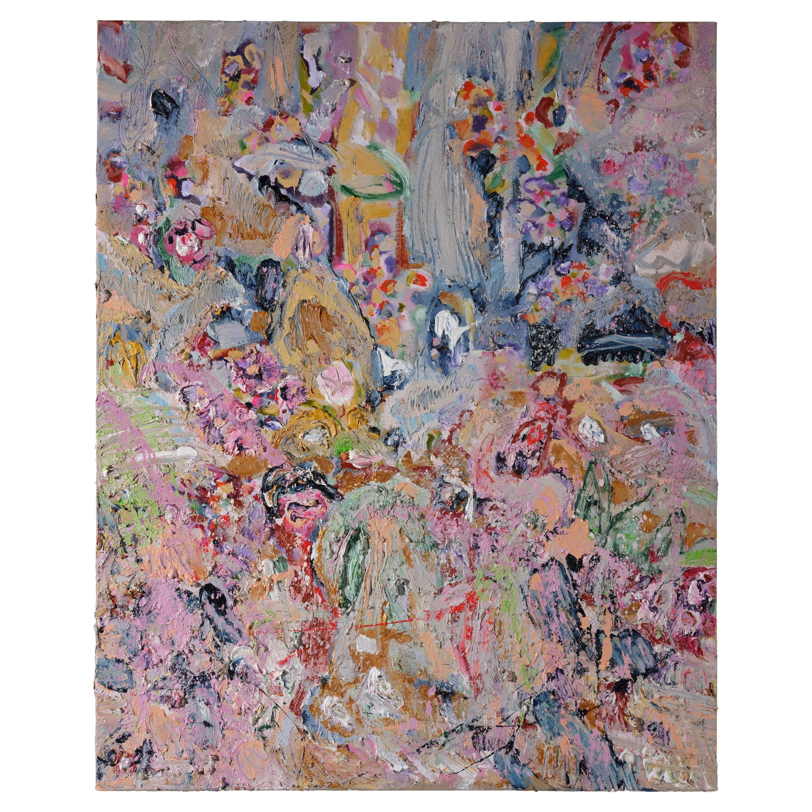 Les Champs Fleurissent, Abstract Mixed Colour Oil Painting by Maarten Vrolijk