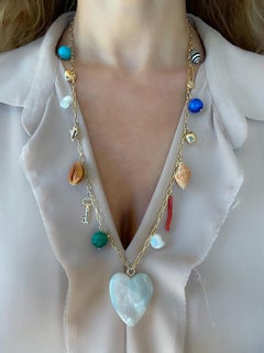 Les Charmantes Opal Heart Charm Necklace