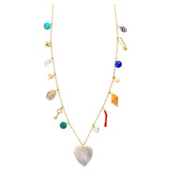 Les Charmantes Opal Heart Charm Necklace