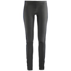 Les Chiffoniers Grey Leather Velvet Trim Leggings - Size US2