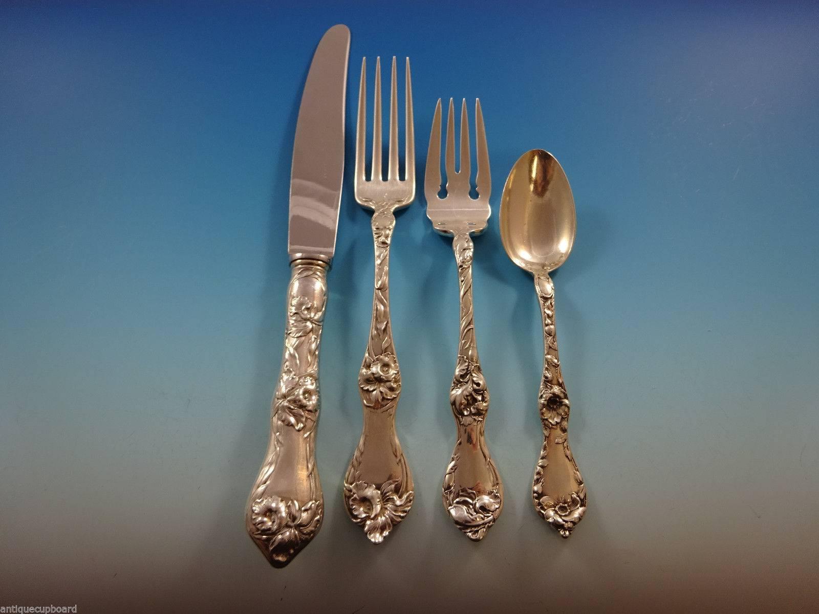 Early 20th Century Les Cinq Fleurs by Reed & Barton Sterling Silver Flatware Set 18 Service 242 Pcs