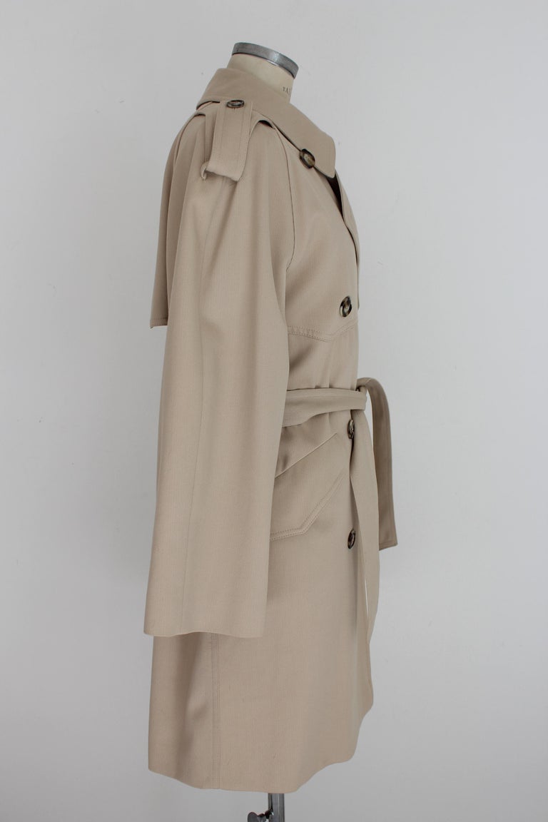 Les Copains Beige Wool Trench Coat For Sale at 1stDibs