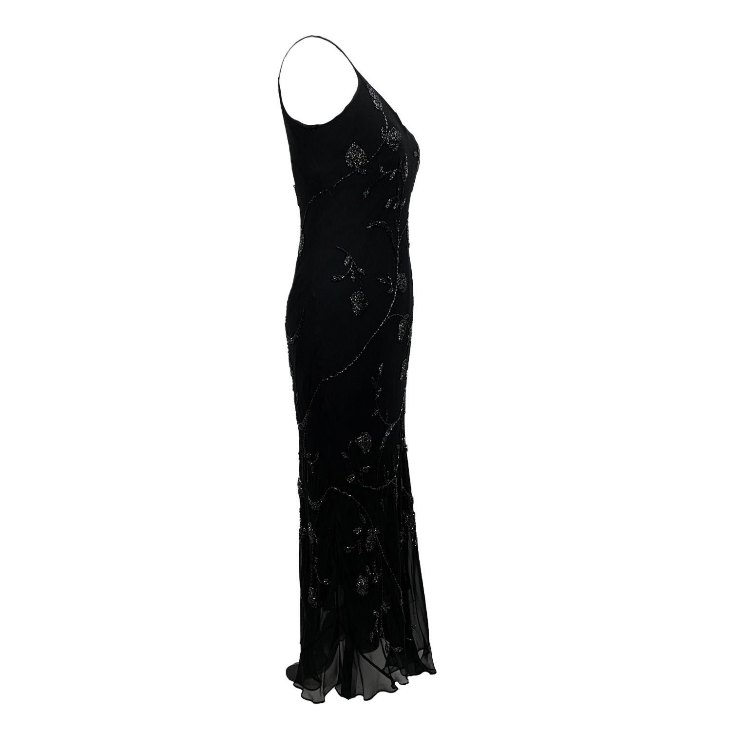 Les Copains Black Embellished Evening Maxi Dress Size 48 IT In Excellent Condition In Rome, Rome