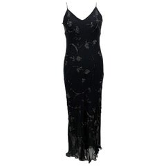 Les Copains Black Embellished Evening Maxi Dress Size 48 IT