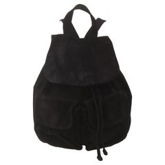 Les Copains Rucksack aus schwarzem Wildleder