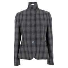 Les Copains Gray Wool Tartan Jacket 2000s