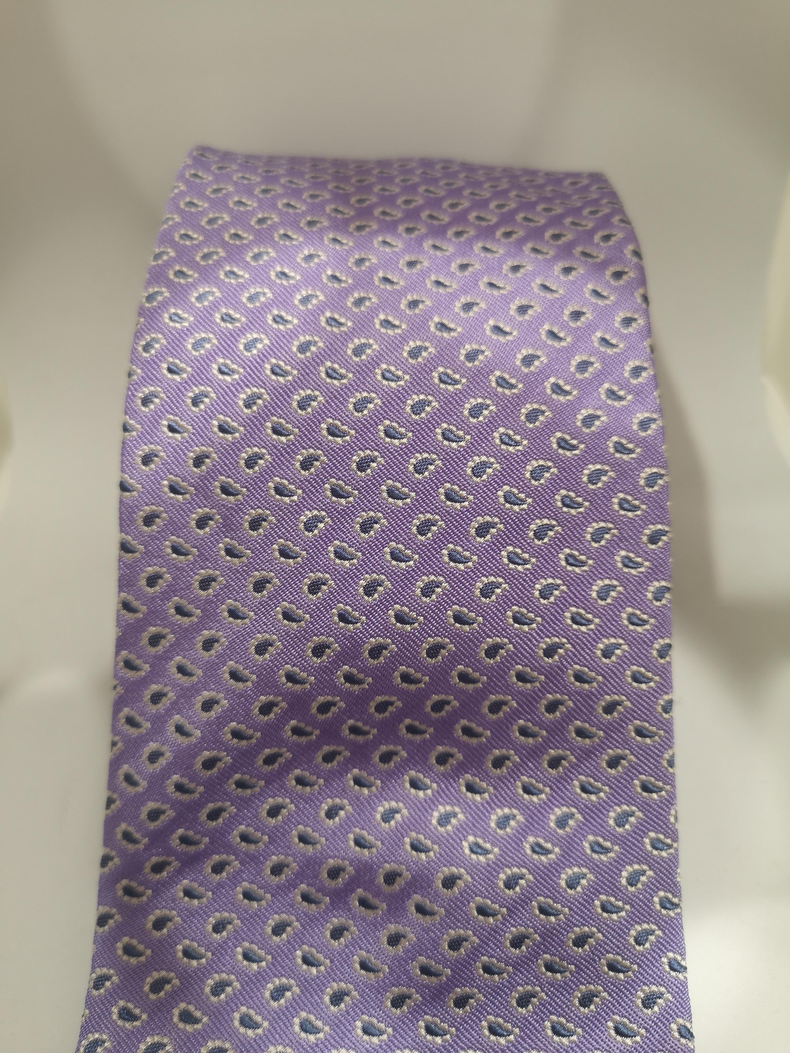 Gray Les Copains light purple silk tie NWOT