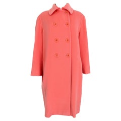 Les Copains Peach Pink Cashmere Angora Double Breasted Classic Coat