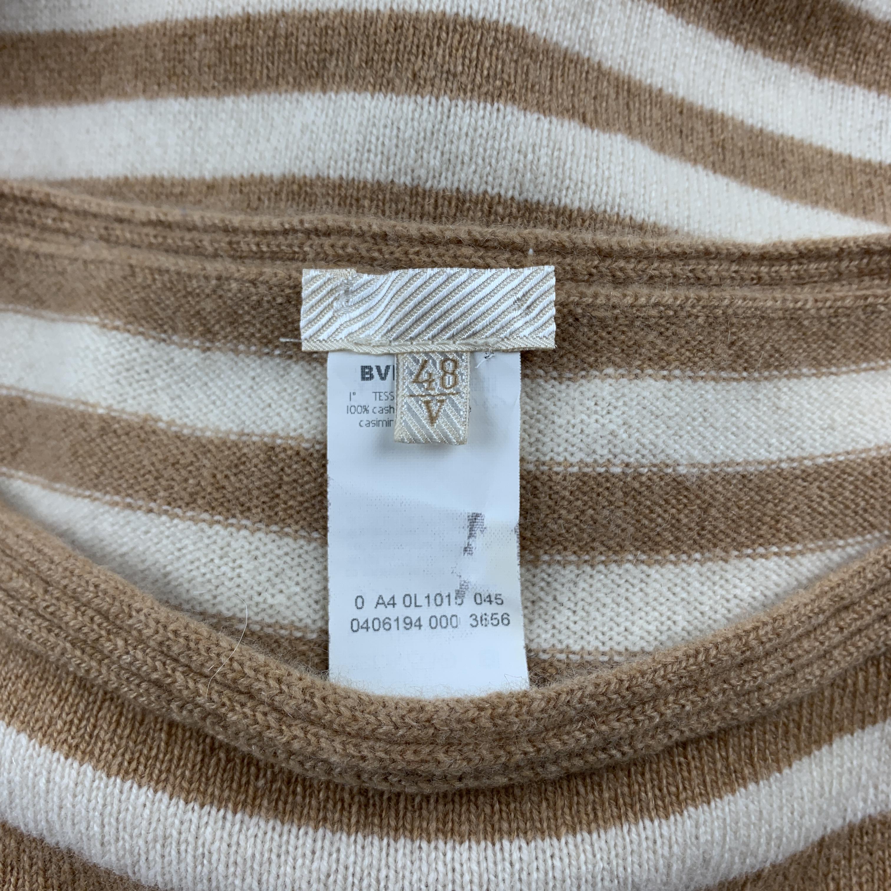 LES COPAINS Size 12 Camel Stripe Cashmere Knit Top 2 Piece Set 1
