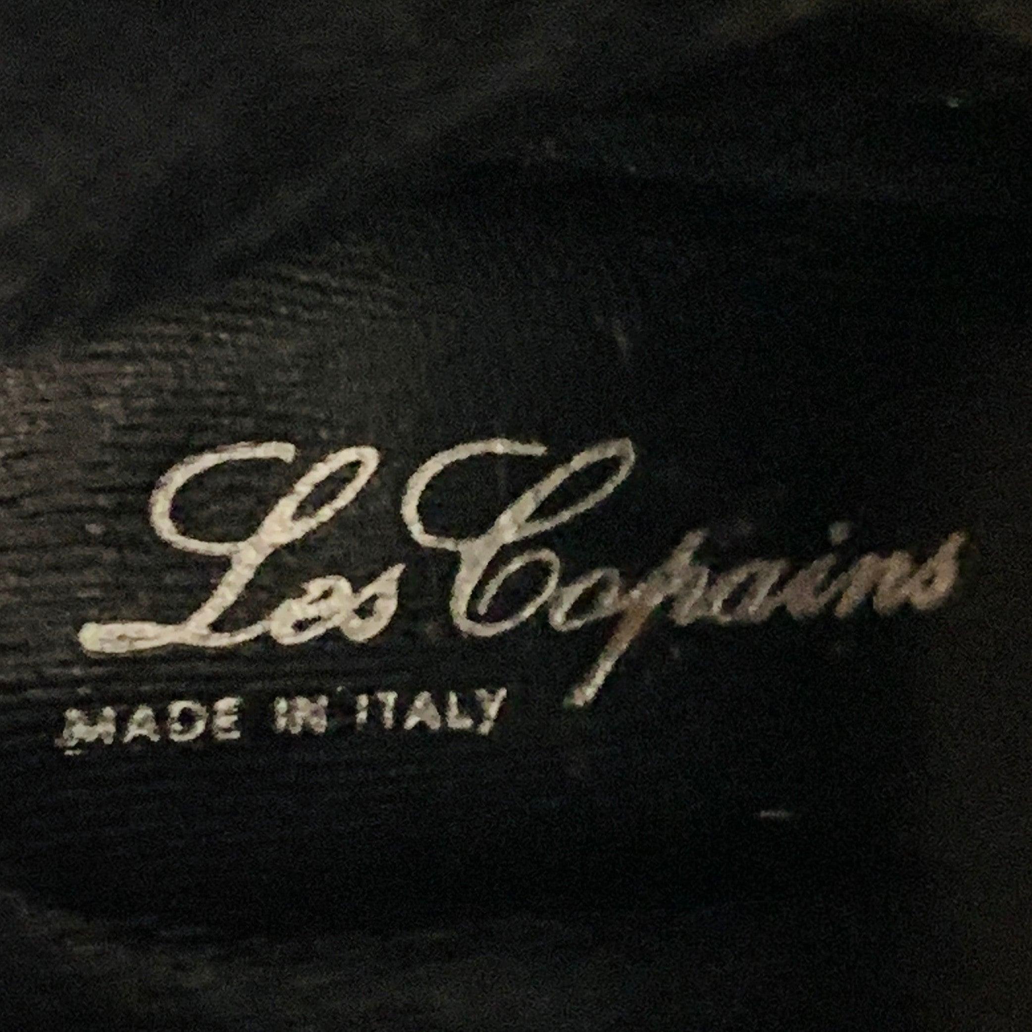 LES COPAINS Taglia 7 Stivali a spillo in pelle nera e argento con cerniera posteriore al polpaccio in vendita 1