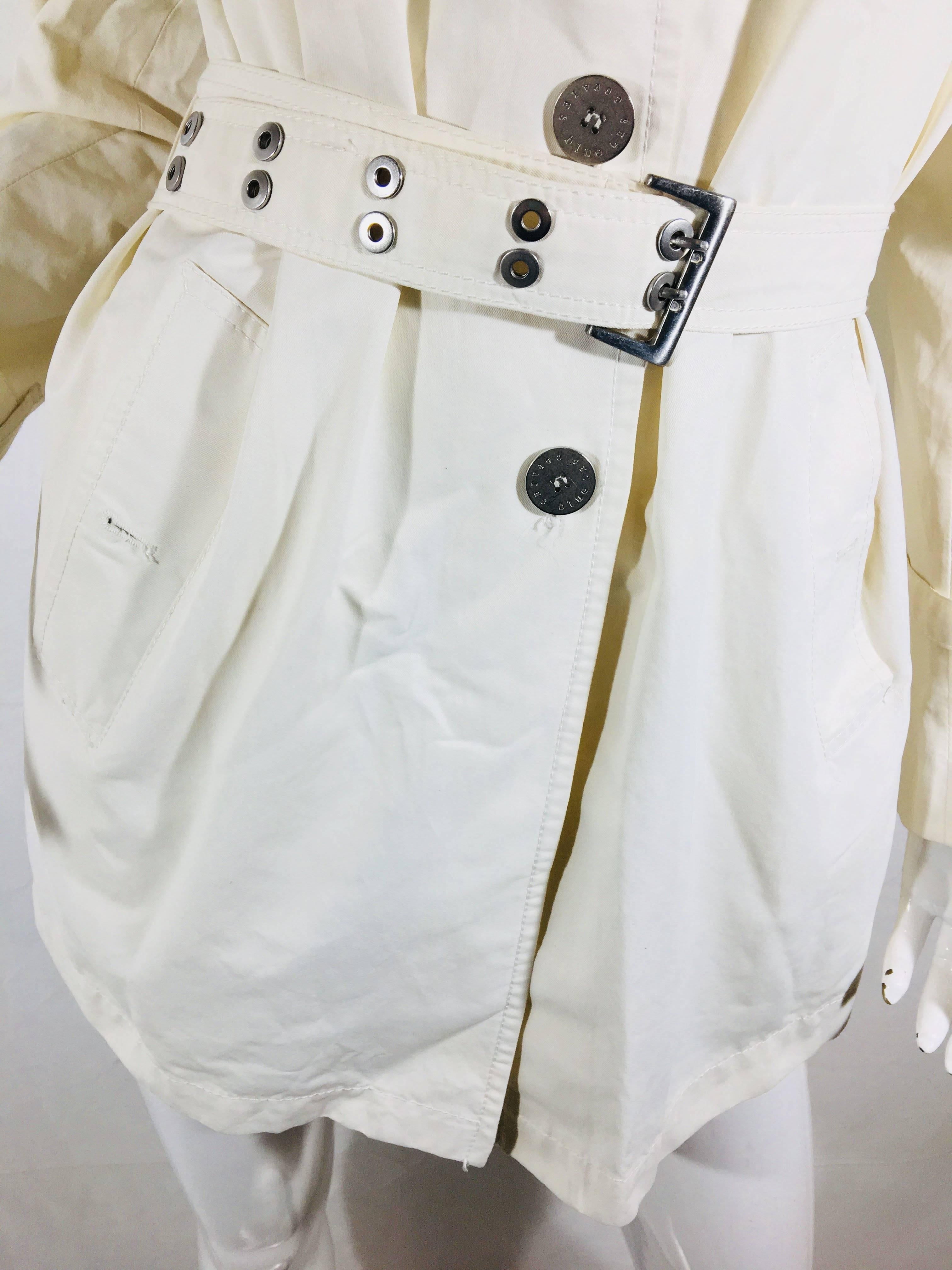 Les Copains Trench Coat with Belt and Silver Buttons.