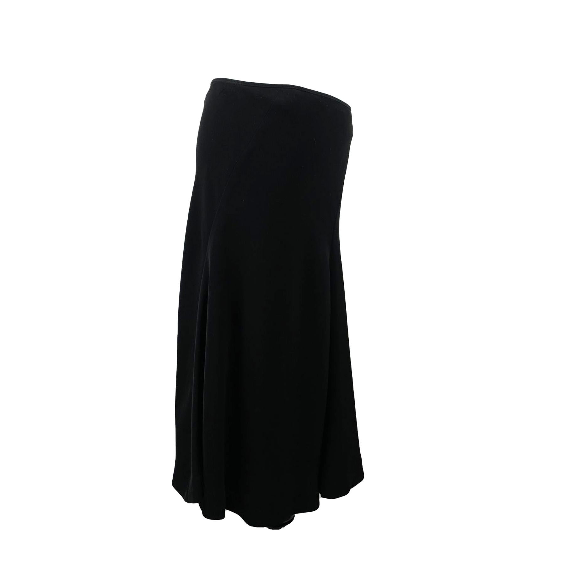 Les Copains Vintage Black Midi Flared Skirt Size 44 IT In Excellent Condition In Rome, Rome