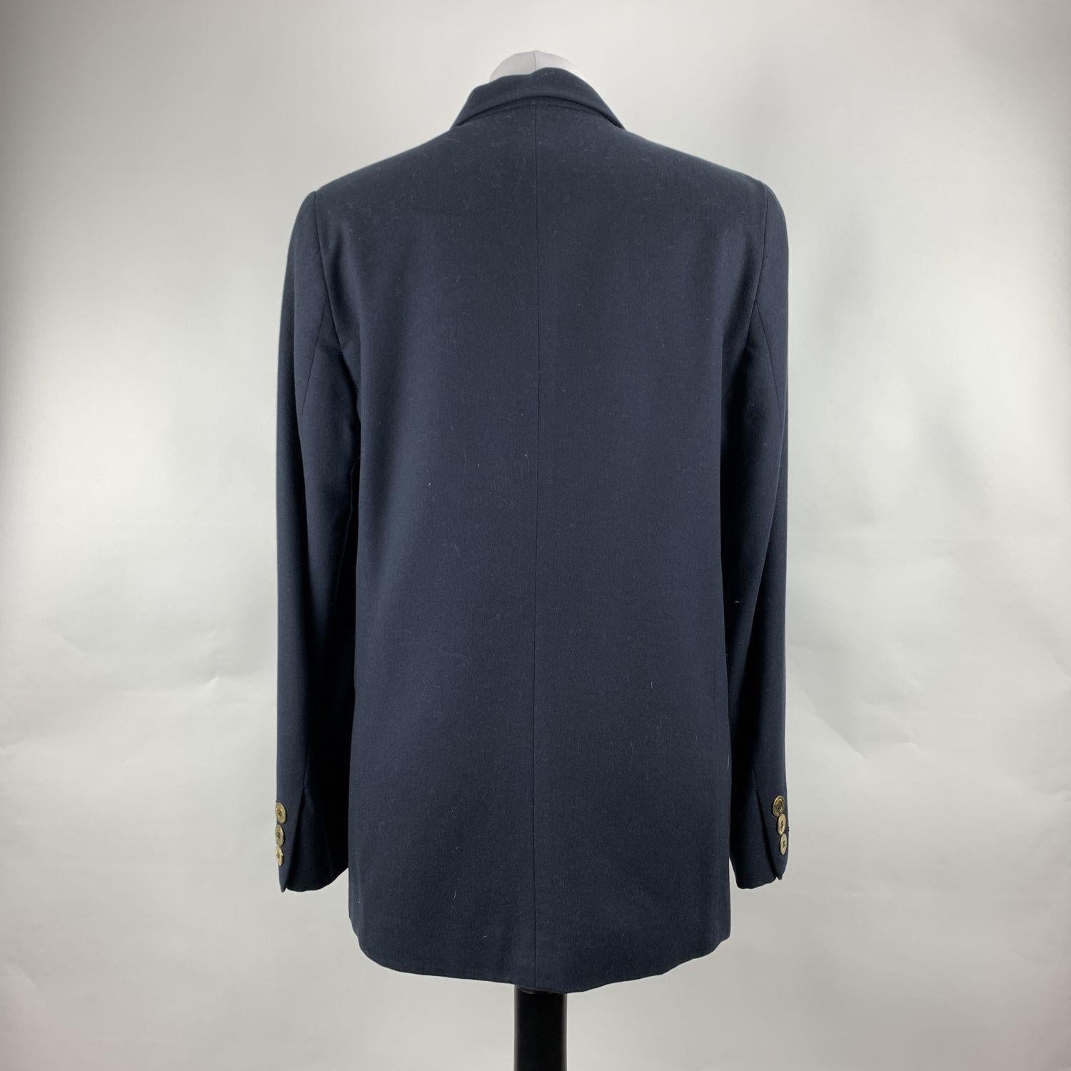 Les Copains Vintage Navy Blue Cupro Blazer Jacket Size 42 IT In Excellent Condition In Rome, Rome