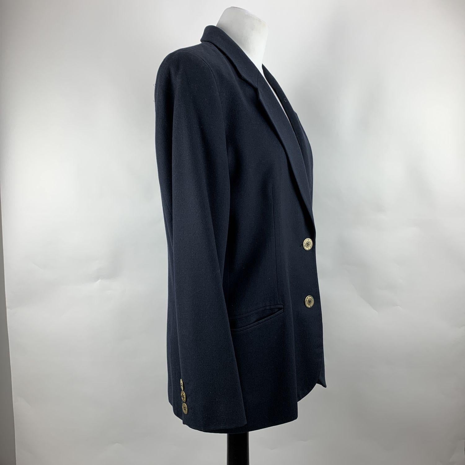 Women's Les Copains Vintage Navy Blue Cupro Blazer Jacket Size 42 IT
