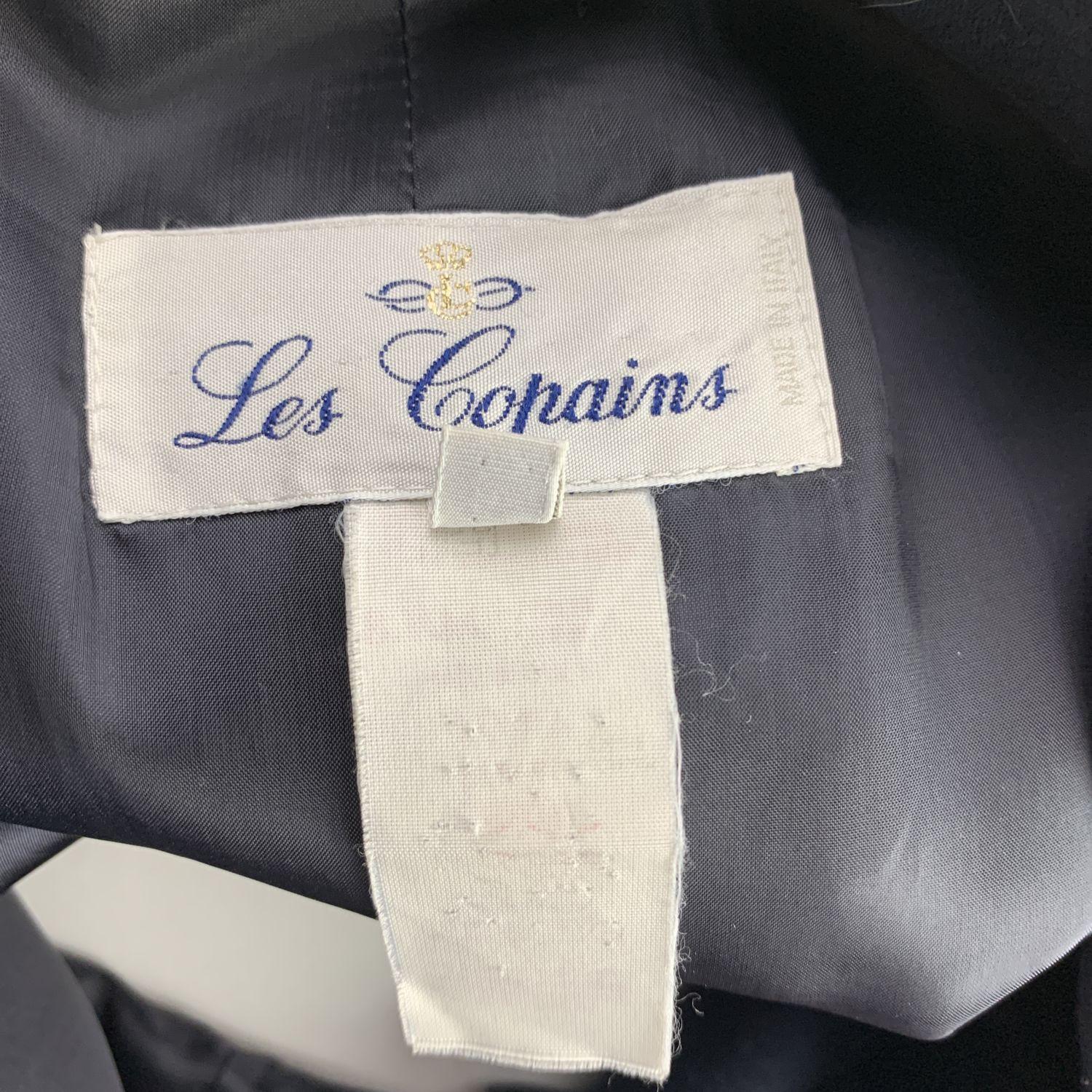 Les Copains Vintage Navy Blue Cupro Blazer Jacket Size 42 IT 1