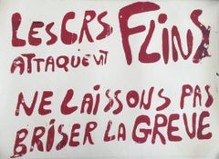 Les Crs Attaquent Flins May 1968 Original Vintage Poster