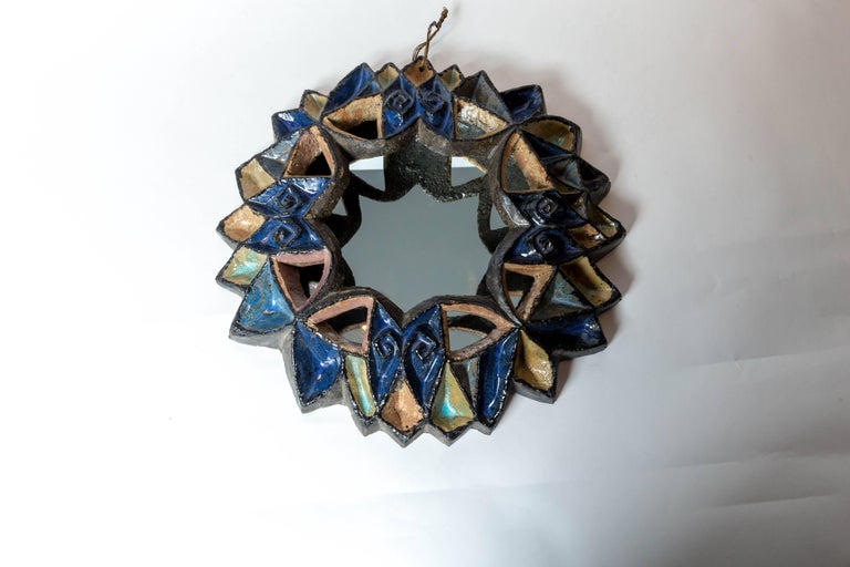 Les “Cyclades” a Uzes Ceramic Mirror by Roland Zobel, France, circa 1960s For Sale 3