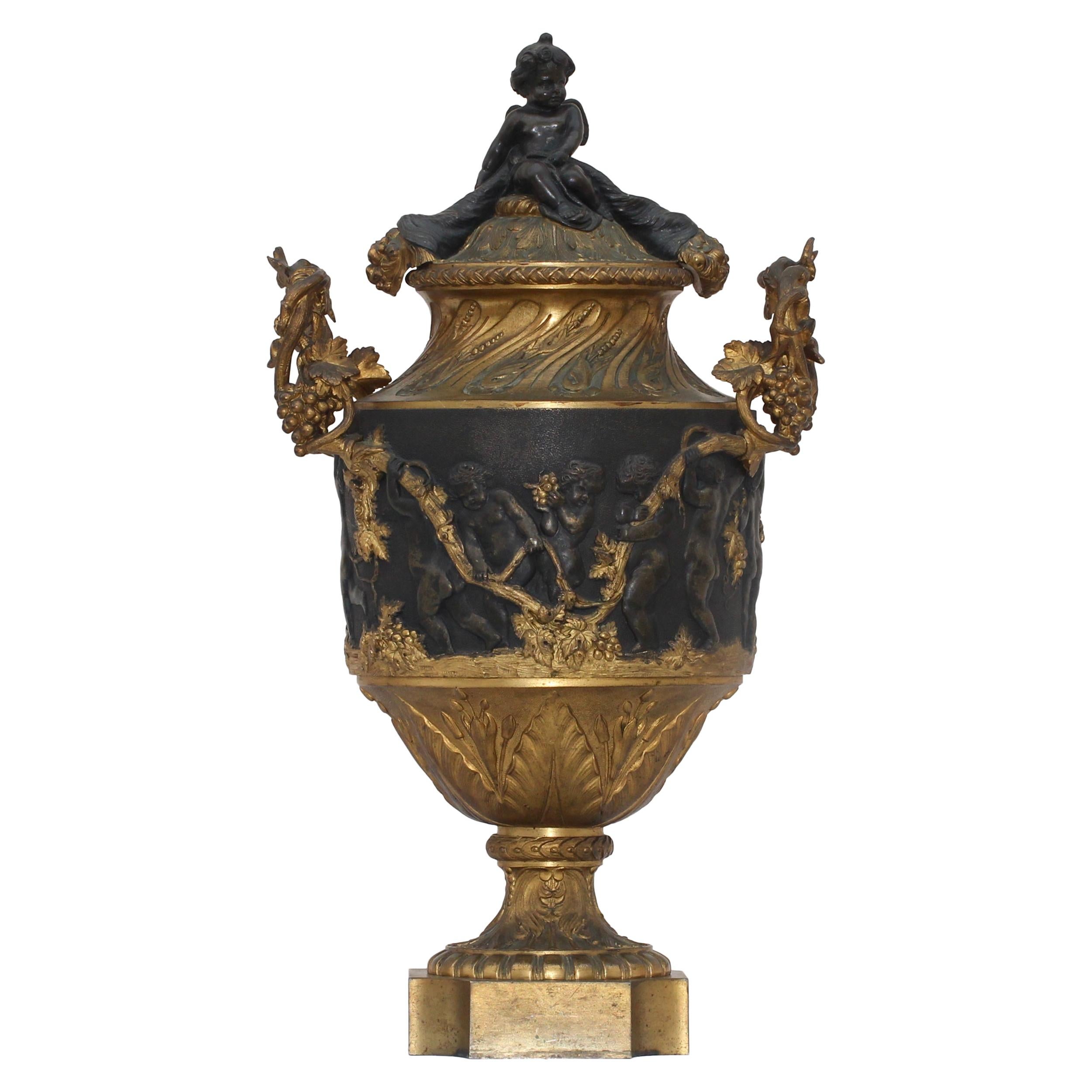 "Les Enfants de Bacchus" a 19th Century Bronze Covered Vase
