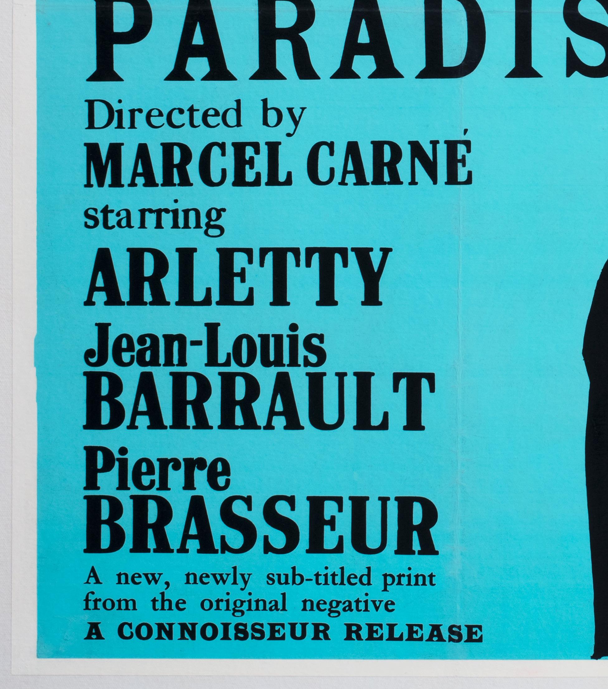 Linen Les Enfants Du Paradis 1970s Academy Cinema Film Poster, Peter Strausfeld For Sale