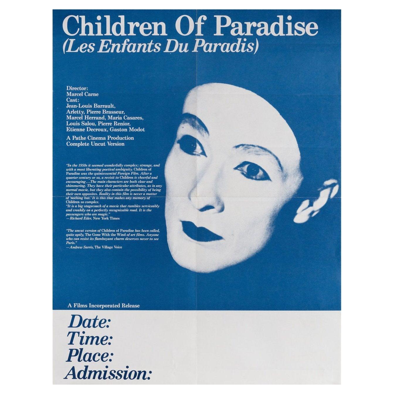 Les Enfants du Paradis R1970s U.S. Mini Film Poster en vente