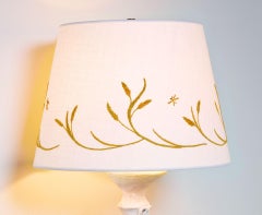 “Les Epis, ” Hand Embroidered Raffia Lamp Shade by Miguel Cisterna, France, 2008