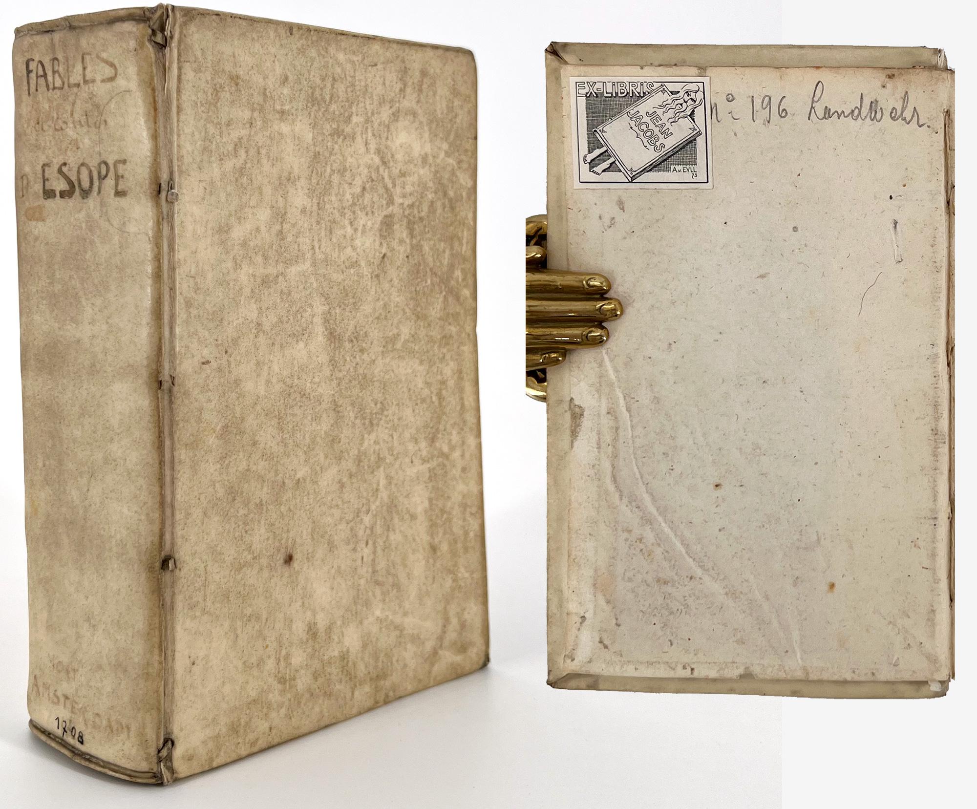 UNE RARE ÉDITION ANCIENNE DE LA LITTÉRATURE AESOPIQUE, MAGNIFIQUEMENT ILLUSTRÉE.
Les Fables d'Esope Phrigien avec celles de Philelphe ; traduction nouvelle, Enrichie de Discours Moraux et Historiques, Jean-Baptiste Morvan de Bellegarde