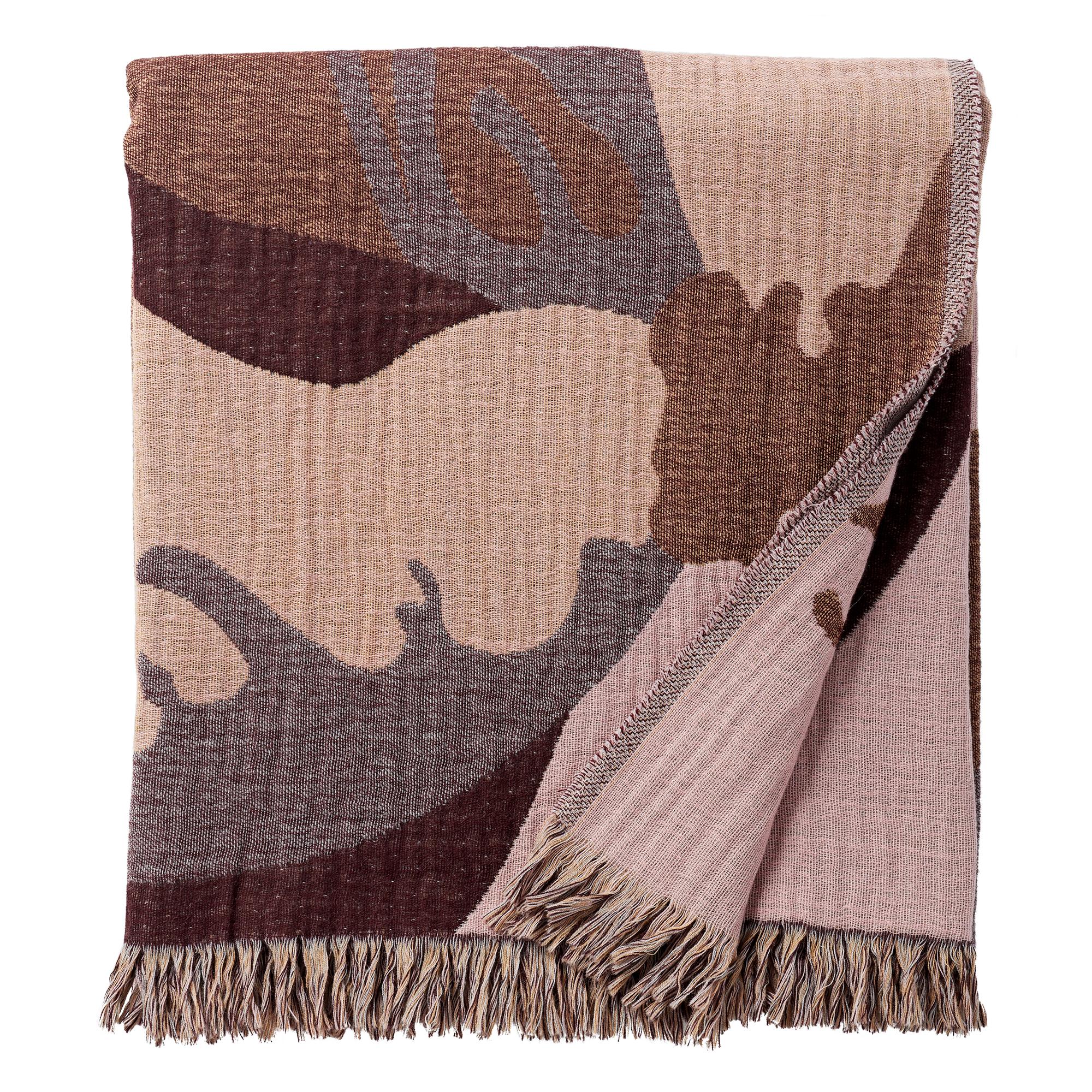 Les Fleurs Multi-Color Wool and Bamboo Woven Throw Cover