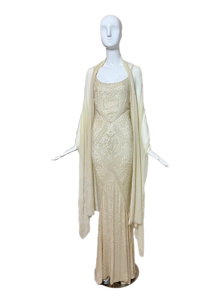 beige quince dresses Beaded Evening Dresses,Luxurious Prom Dress,PD00417, US10 / Ivory