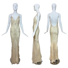 LES HABITUDES 90's Vintage Buttercream Hand-Beaded Evening Gown Bridal Wedding
