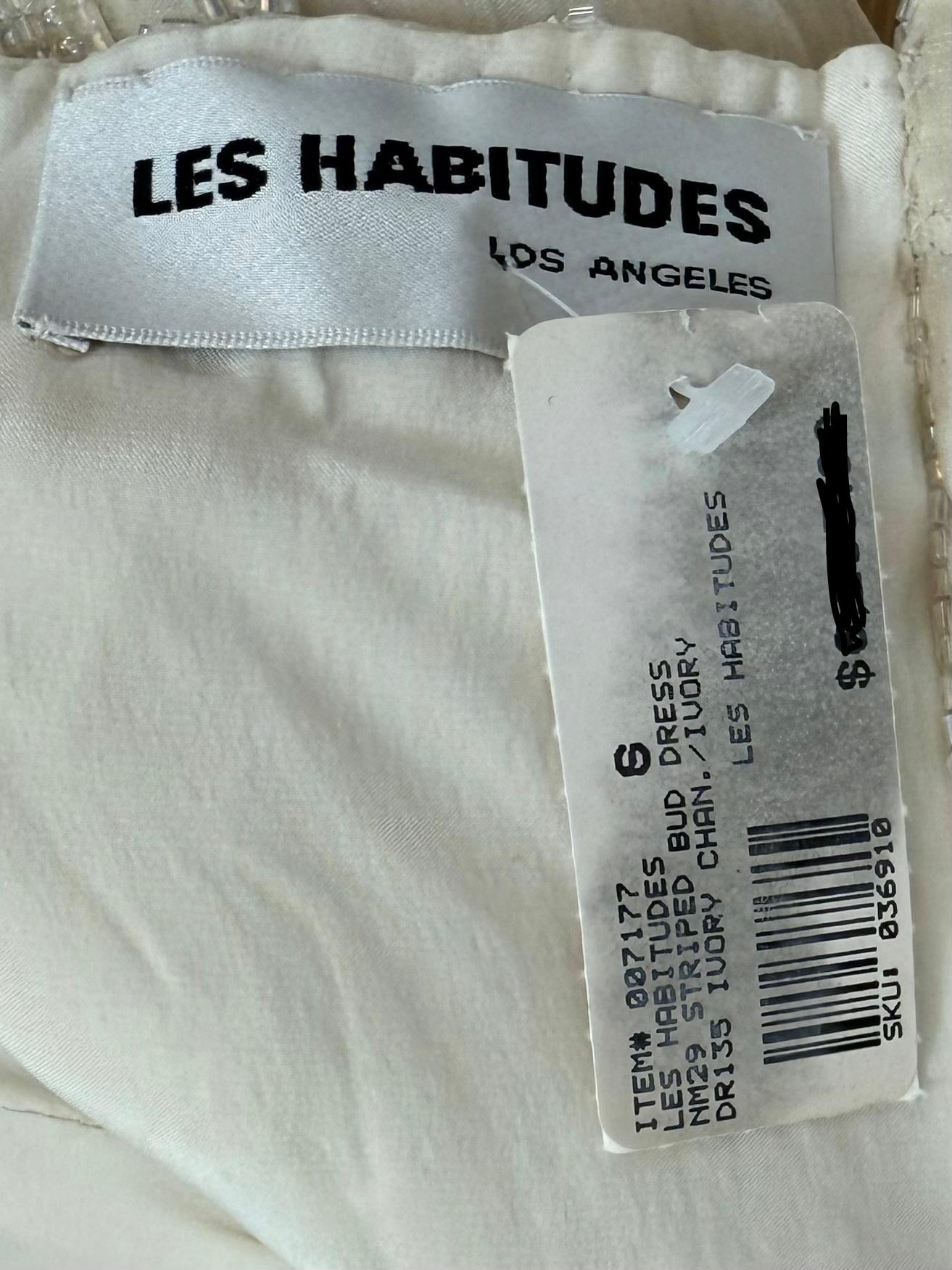 LES HABITUDES Vintage Couture 90's Robe de soirée en soie irisée ivoire perlée à la main en vente 11