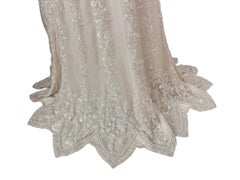 LES HABITUDES 90's Vintage Couture Ivory Iridescent Silk HandBeaded Evening Gown