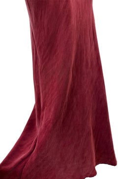 LES HABITUDES 90's Vintage Dusty Burgundy Floral Neckline Slip Gown Maxi Dress