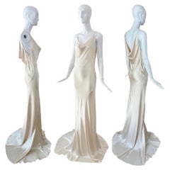 LES HABITUDES Vestido de Novia de Seda Marfil Vintage Años 90 Extra Largo