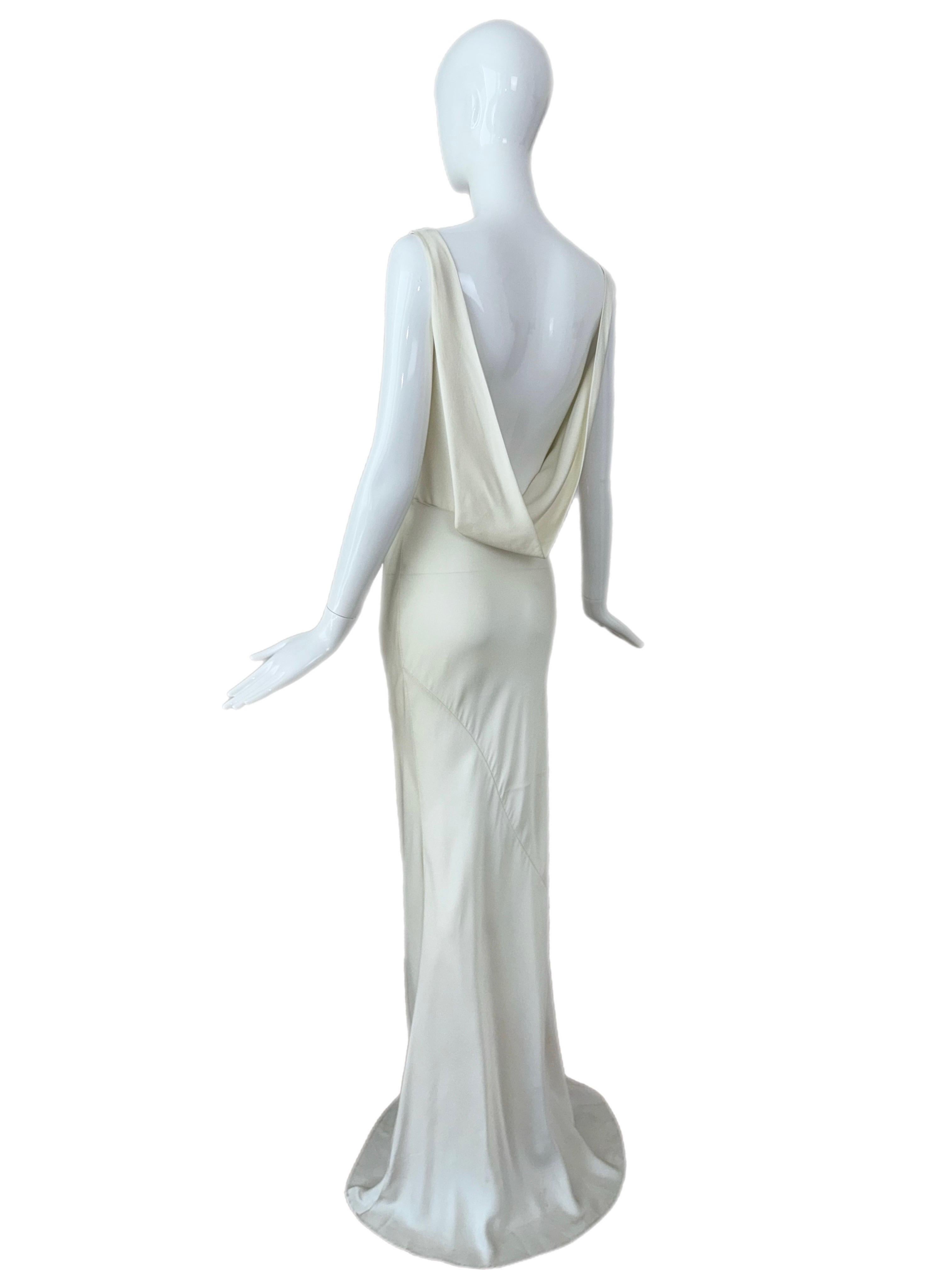 LES HABITUDES 90's Vintage Seide Rückenfreies Abendkleid / Hochzeitskleid (Grau) im Angebot