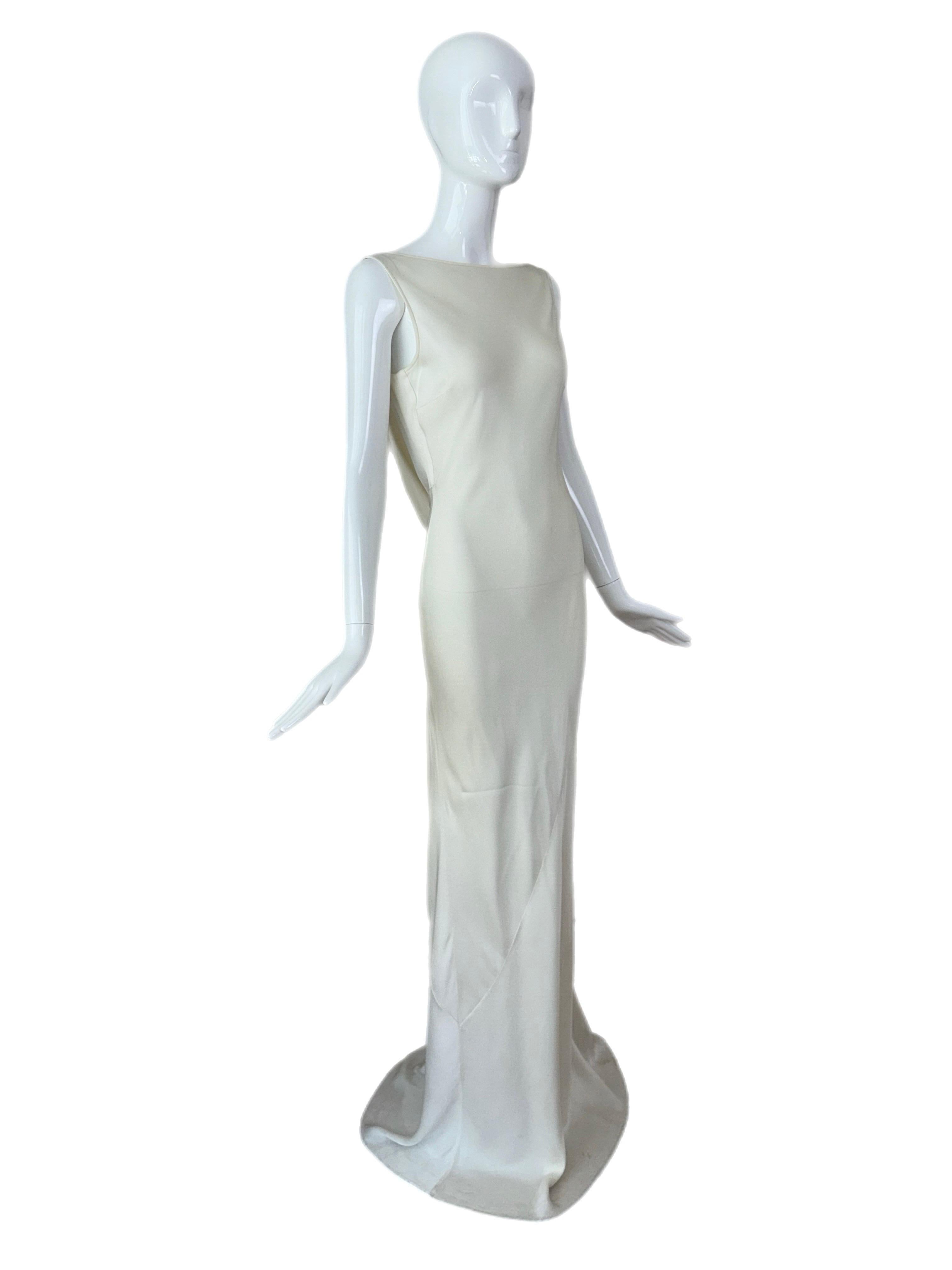 LES HABITUDES 90's Vintage Seide Rückenfreies Abendkleid / Hochzeitskleid im Zustand „Gut“ im Angebot in Leonardo, NJ