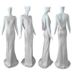 LES HABITUDES 90's Vintage Silk Backless Evening Gown / Bridal Wedding Dress