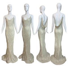 LES HABITUDES 90's Vintage Silk Beaded Embroidered Bridal Gown Wedding Dress