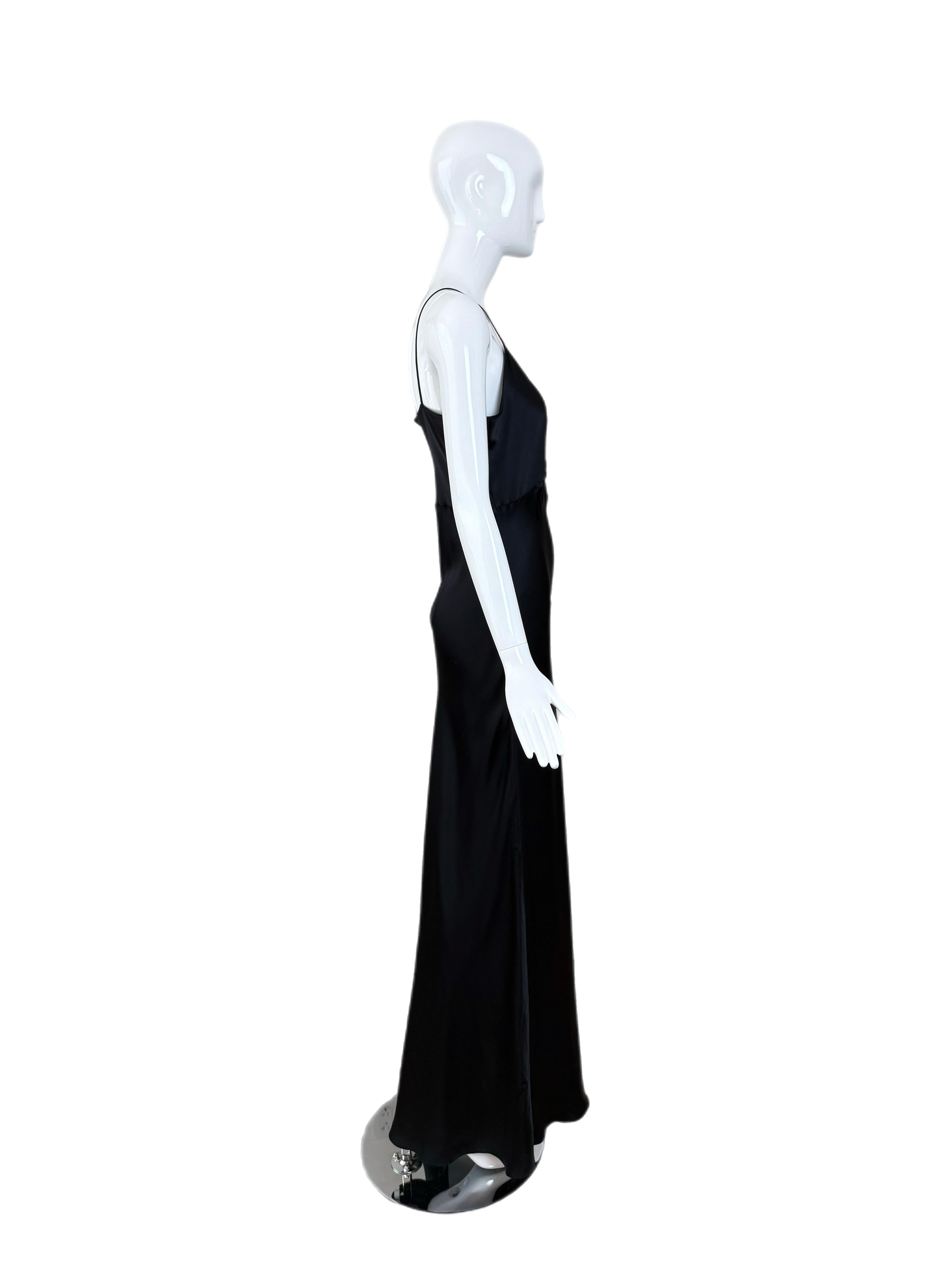 LES HABITUDES 90's Vintage Silk Black Slip Maxi Dress im Zustand „Gut“ im Angebot in Leonardo, NJ