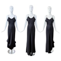 LES HABITUDES 90's Vintage Silk Black Slip Maxi Dress