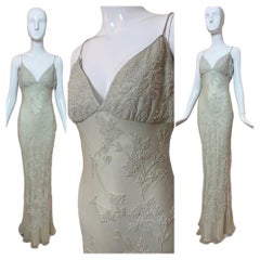 LES HABITUDES 90's Vintage Silk Hand Beaded / Pearled Floral Gown