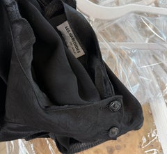 LES HABITUDES 1996 Vintage Black Silk Crinkle Effect Evening Gown Maxi Dress