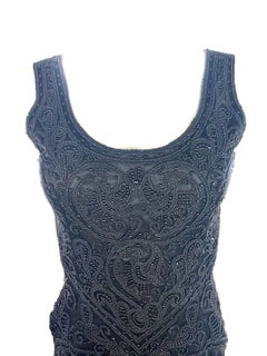 Les Habitudes Black Silk Evening Gown Dress, Size Small