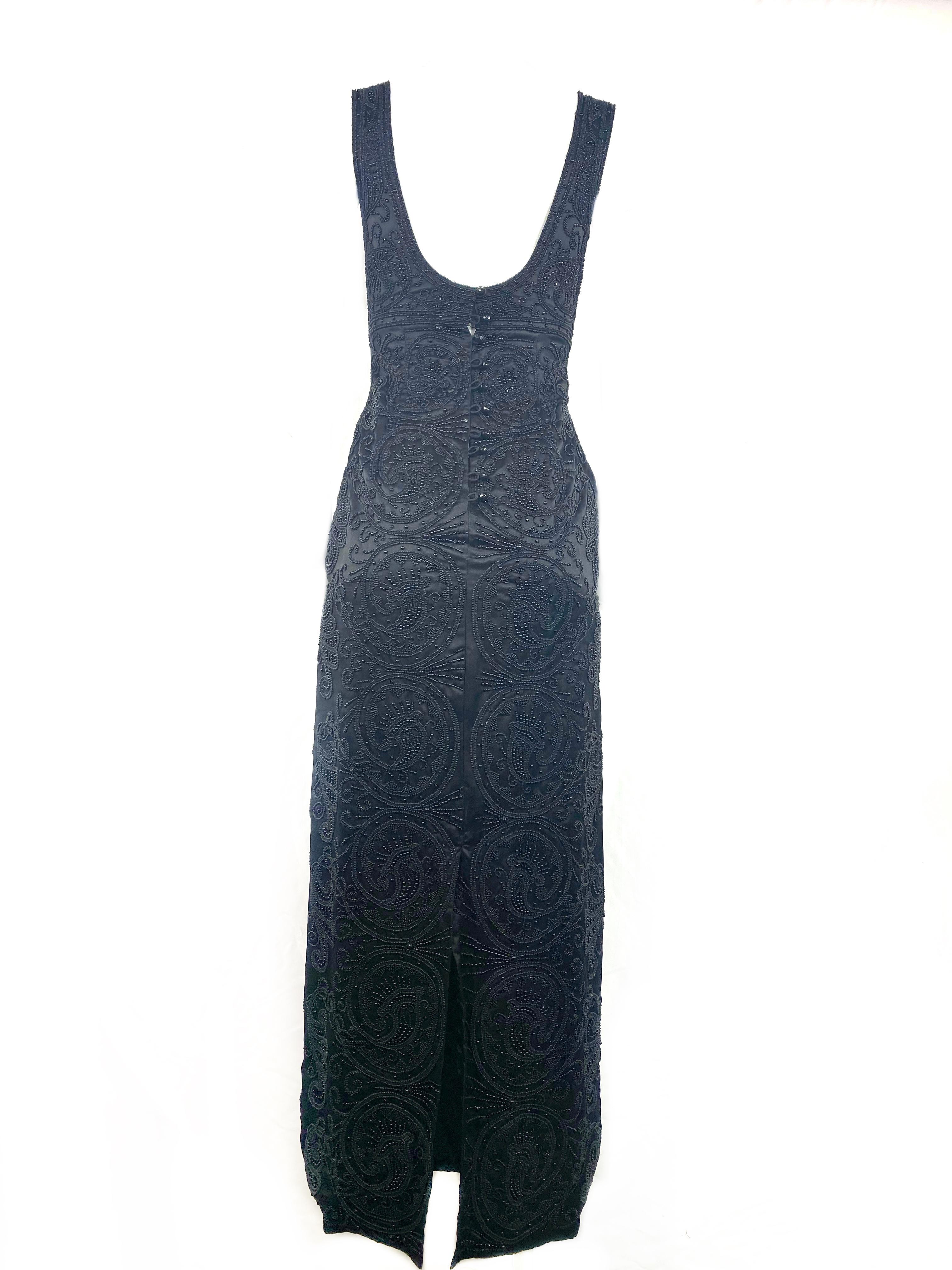 Les Habitudes Black Silk Evening Gown Dress, Size Small In Excellent Condition For Sale In Beverly Hills, CA