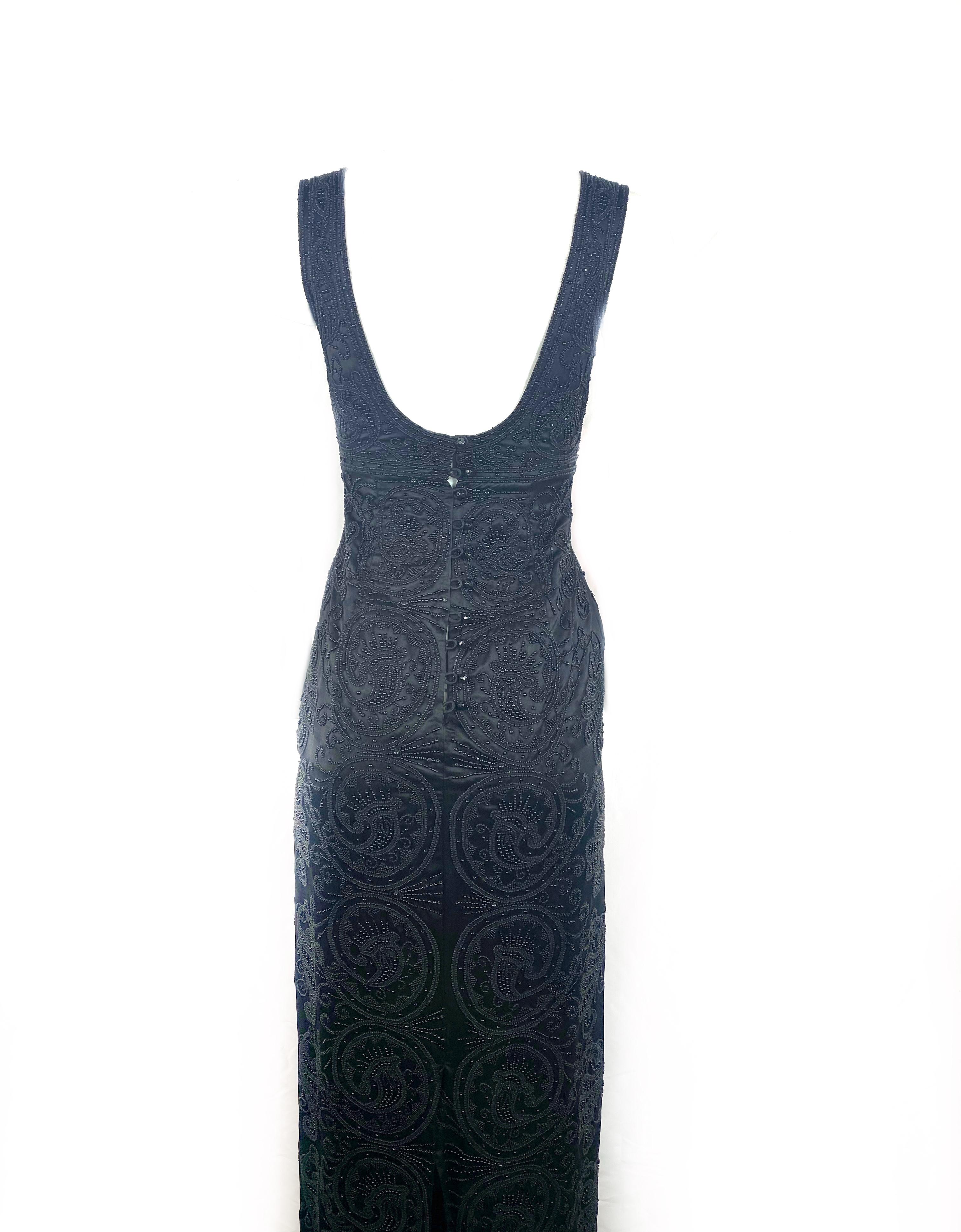 Women's Les Habitudes Black Silk Evening Gown Dress, Size Small For Sale