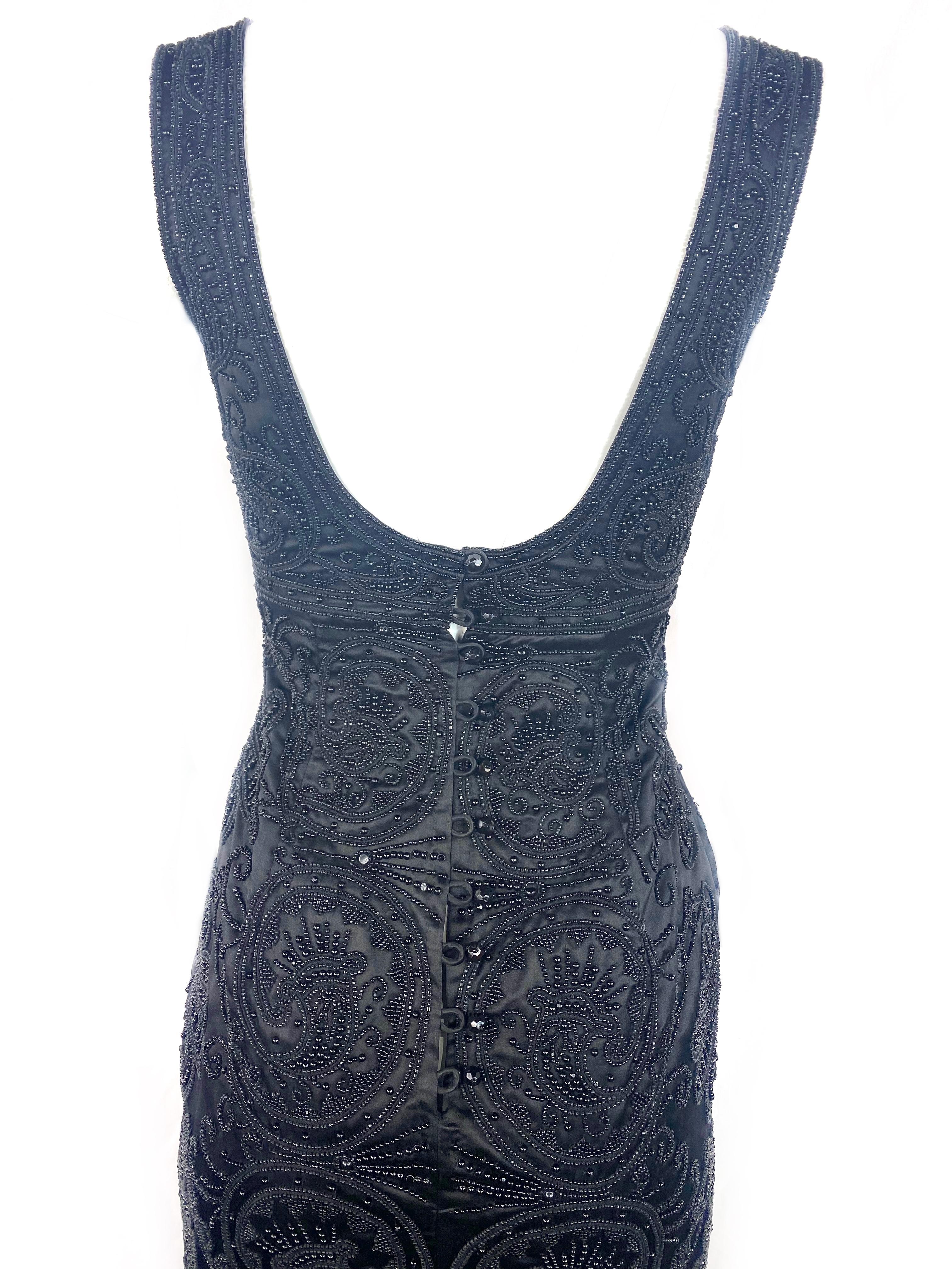 Les Habitudes Black Silk Evening Gown Dress, Size Small For Sale 1