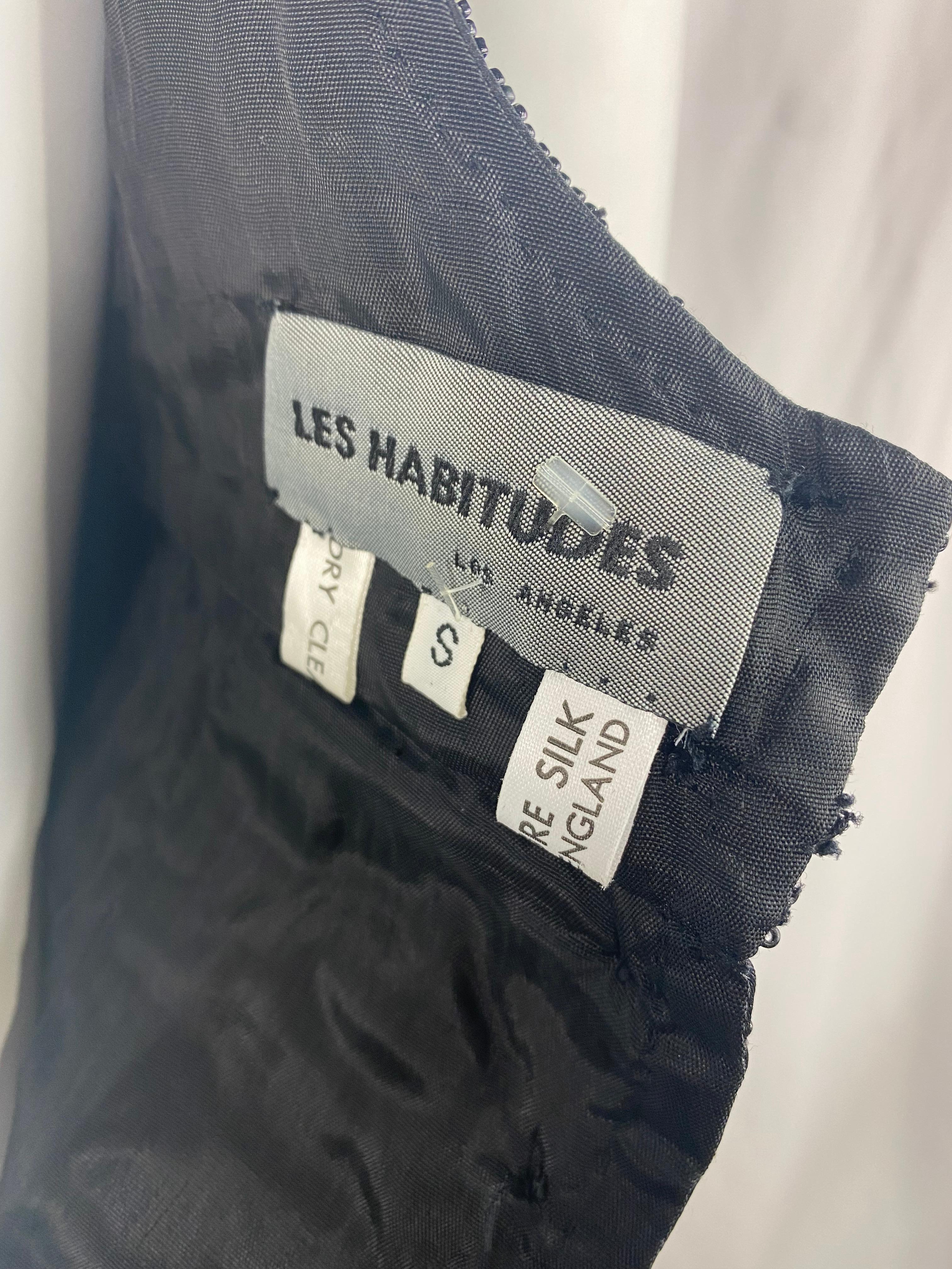Les Habitudes Black Silk Evening Gown Dress, Size Small For Sale 3