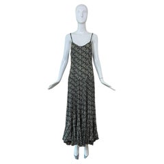 LES HABITUDES Blue Grey Floral Print Swing Slip Dress