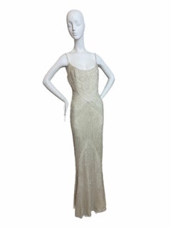 LES HABITUDES / Eavis & Brown 90's silk beaded couture bridal wedding gown dress